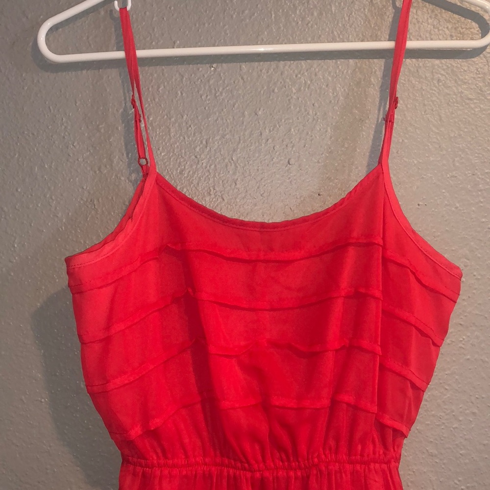 Long coral open button back dress